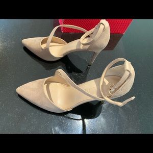 Kelly and Katie beige faux suede heels size 9.5
